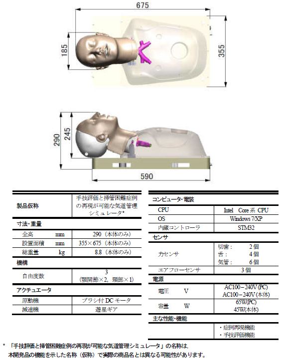 気道管理シミュレータの仕様