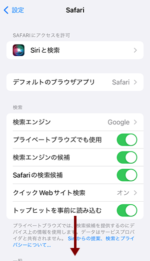 Safari設定変更方法の参考画像