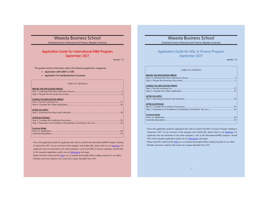 Application Guidelines for September 2027 Enrollment have been released.