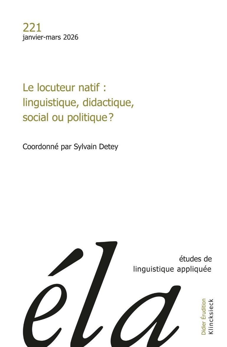 [Publication] Prof. Detey edited a special issue about “The Native Speaker” (in French)