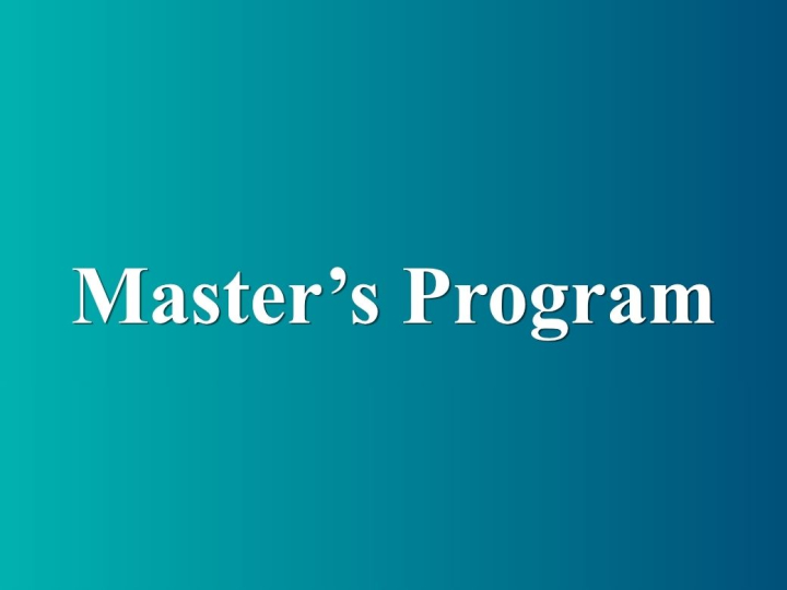 Master’s Admissions