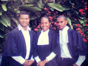 With my childhood friend and future husband on admission day at UPNG