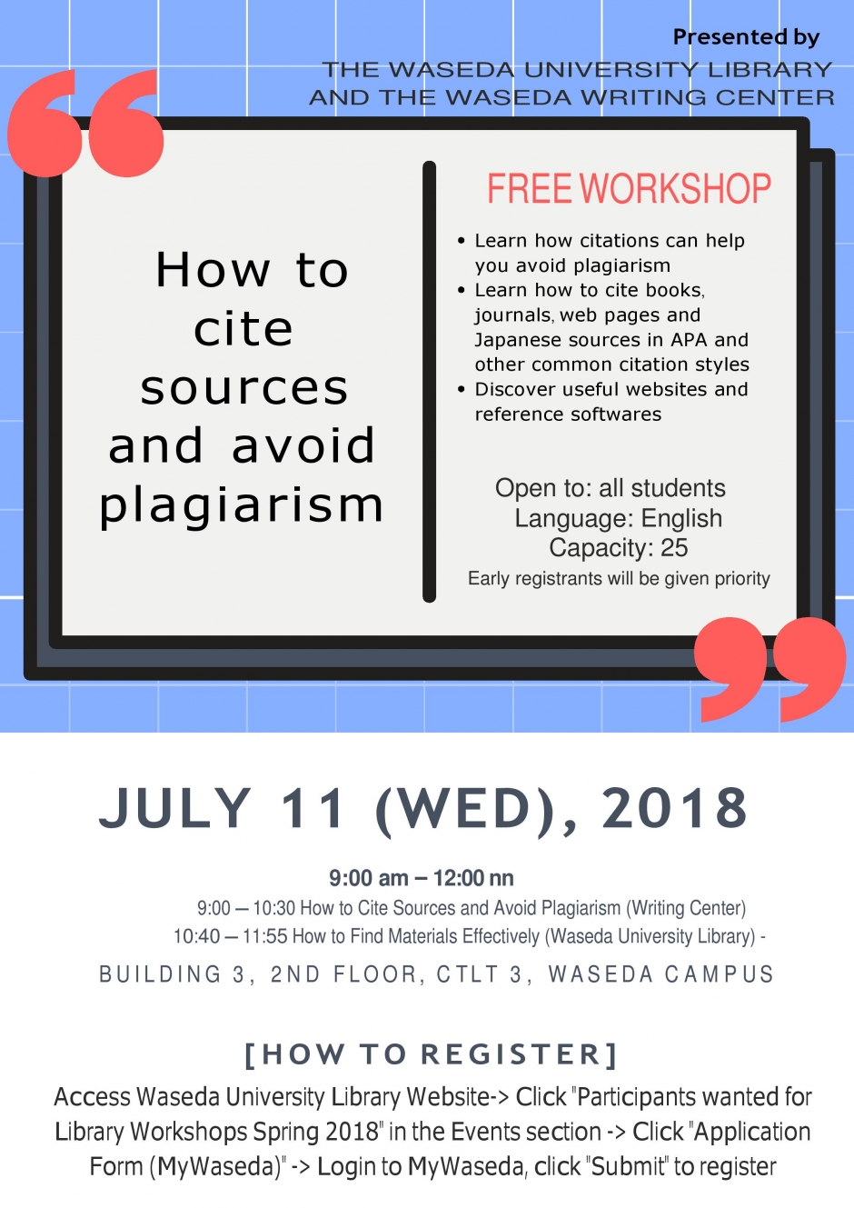 Writing Workshop: How to Cite Sources and Avoid Plagiarism – Waseda ...