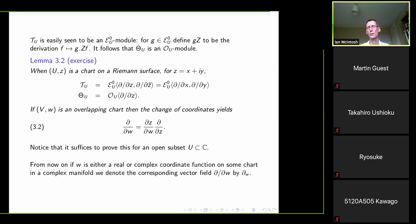 Zoom lectures　by Ian McIntosh (University of York)