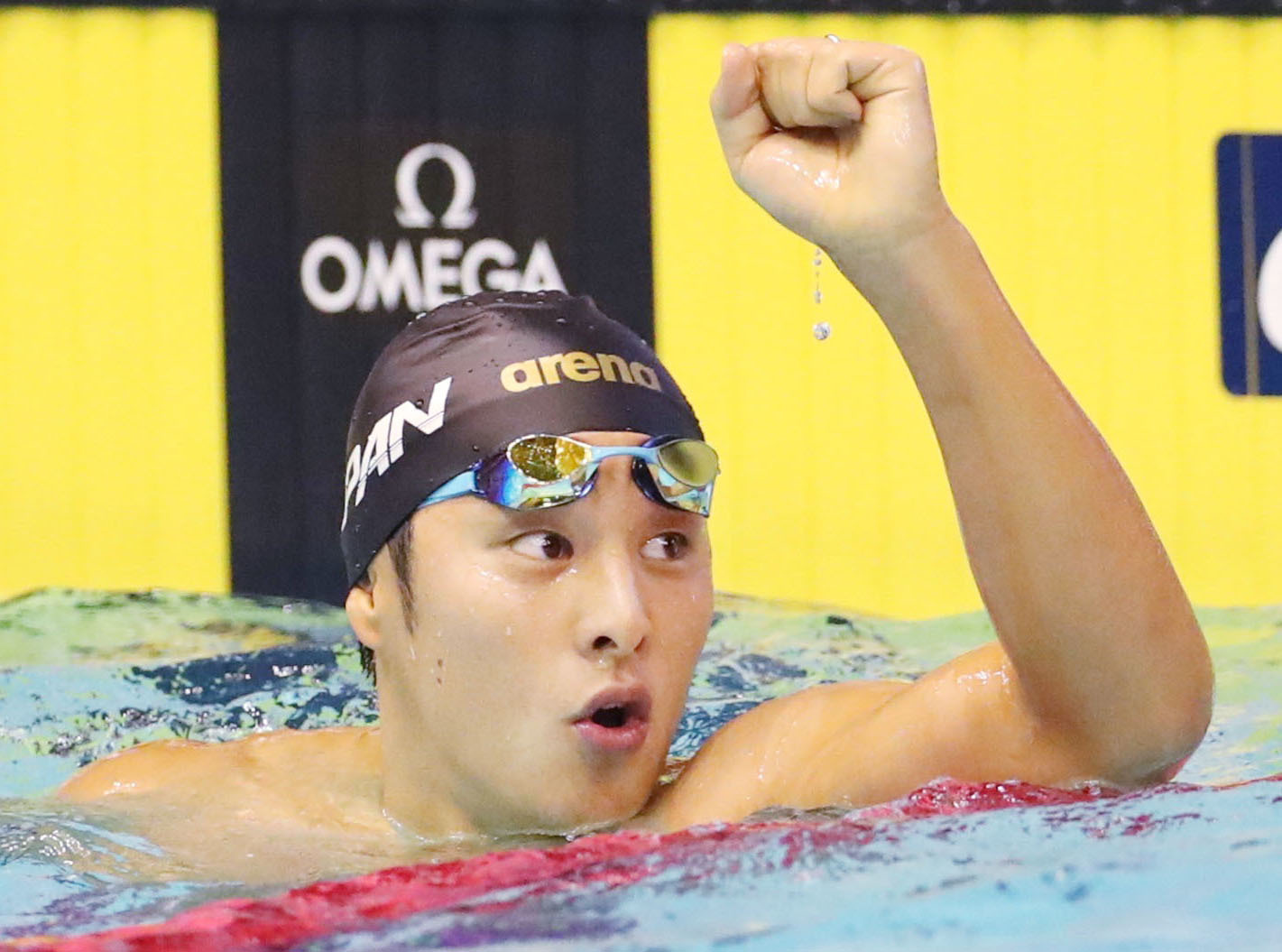 男子200m個人メドレー決勝1分50秒40の大会新記録で優勝した瀬戸選手(共同)