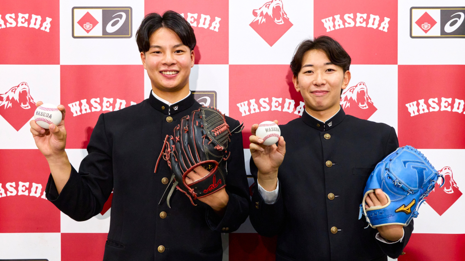 野球部 伊藤投手（楽天）田和投手（巨人）ドラフト指名挨拶