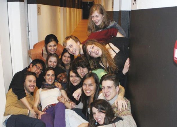 At a party with friends in the dormitory