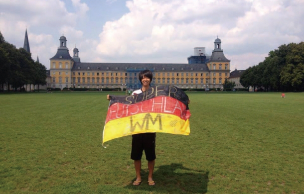 This is the grass field in front of the University of Bonn where many students relax and chat with friends on sunny days. I would often play soccer here.