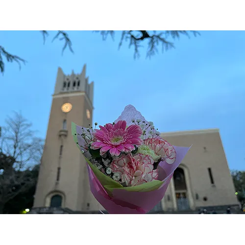 入学の日にお花