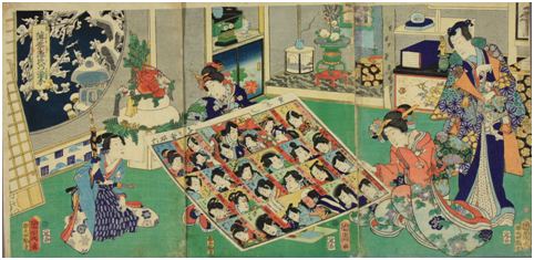 薄紫源氏乃染分<br />
豊原国周画 文久2年(1862)