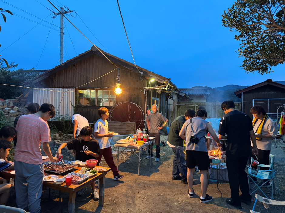 民泊先でのバーベキュー