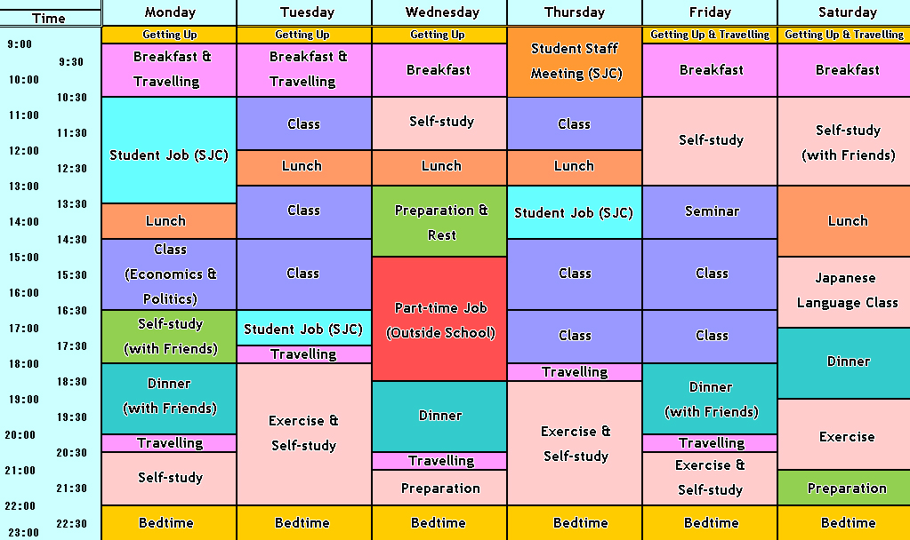 timetable chart for home