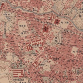 図 関東大震災直前：建て込んだキャンパス<br />
出典：陸地測量部「1 万分1 地形図」／測量：1916-1921 年