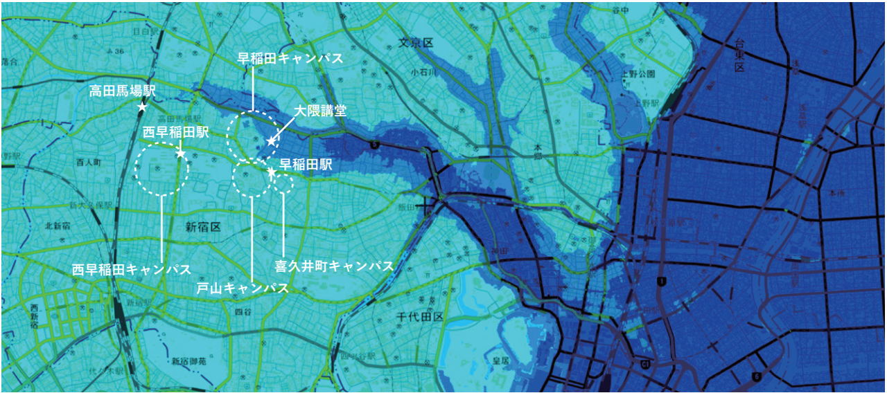 図 地形図における早稲田大学の位置