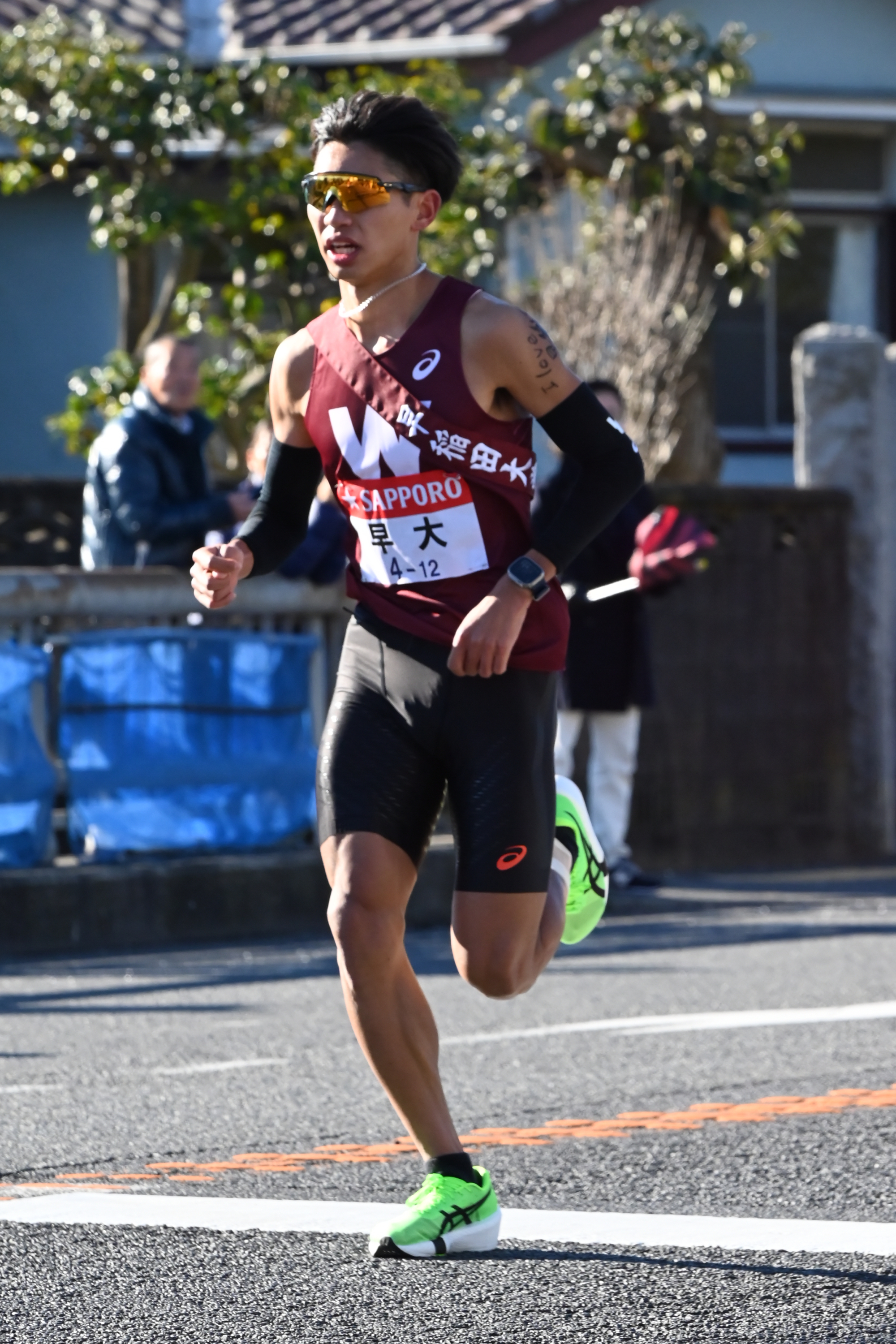 箱根駅伝７区を走る間瀬田<br />
（写真提供：早稲田スポーツ新聞会）