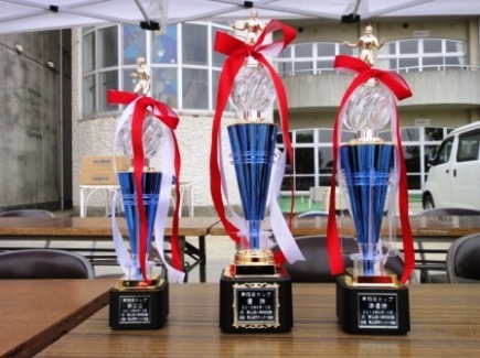 A trophy was awarded to the winning team