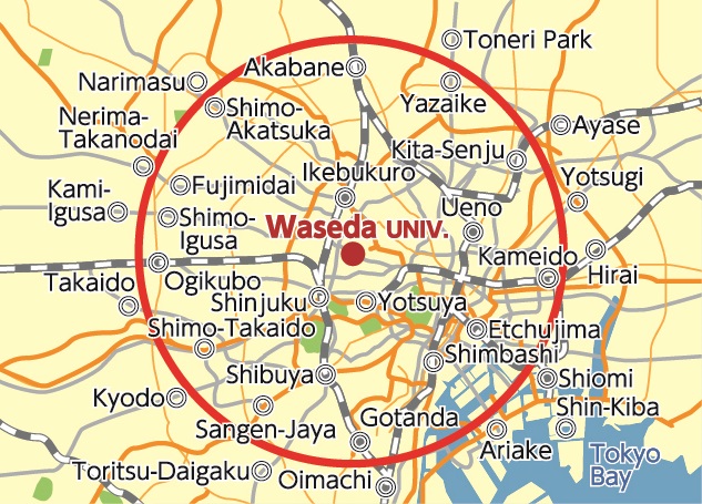 MAP: 10km from Waseda University