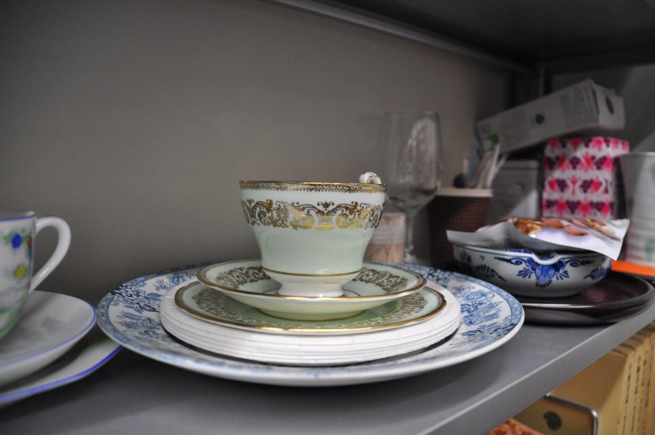 A tea cup set Professor Rowley received from her grandmother