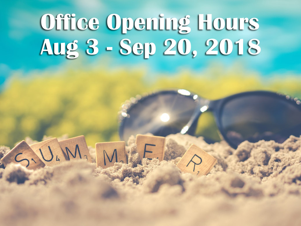 2018 Summer break office hours