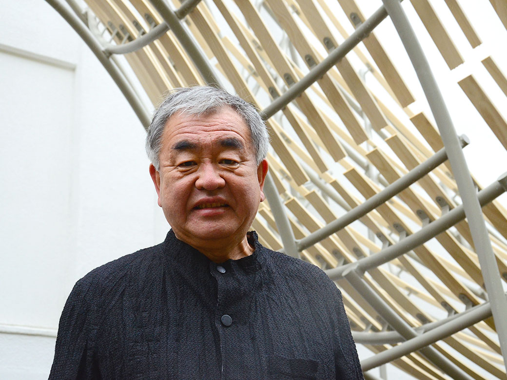 Architect Kengo Kuma visits the newly finished Haruki Murakami Library